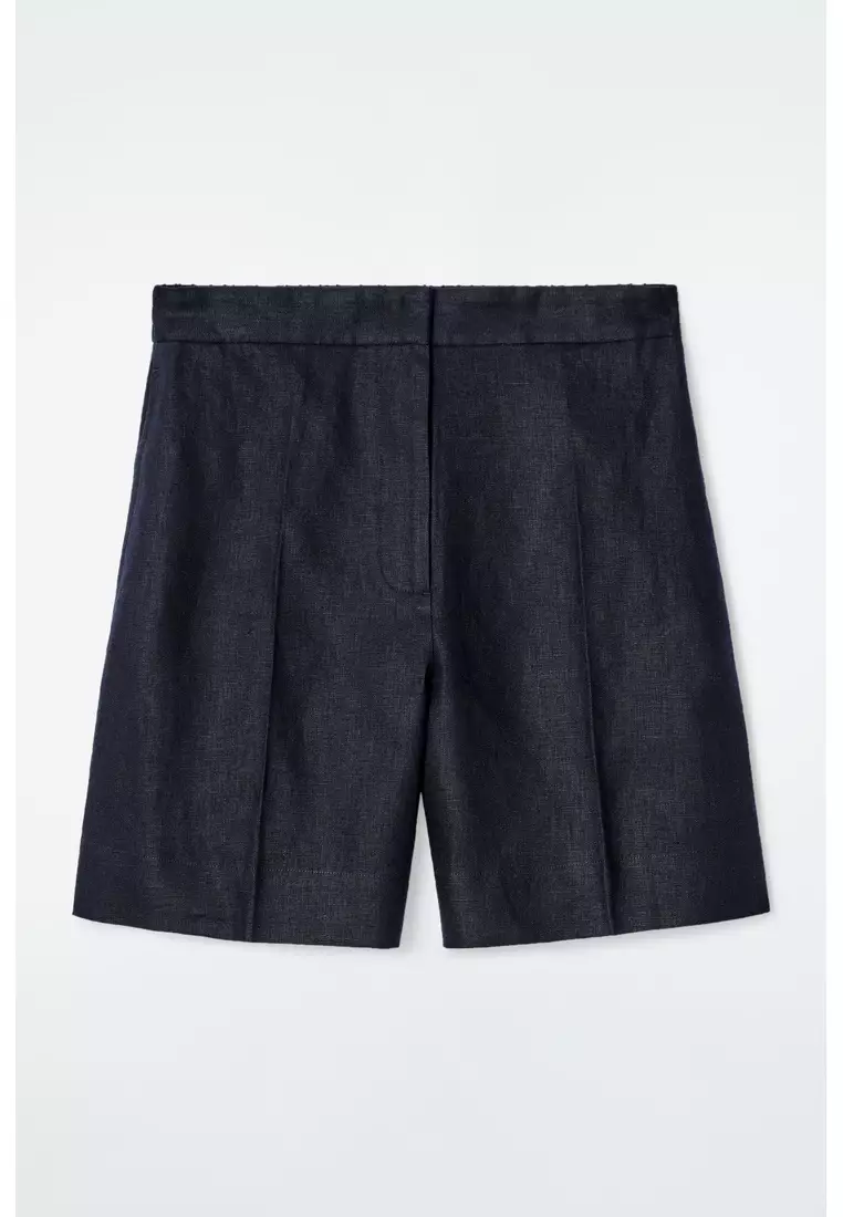 TAILORED ELASTICATED LINEN SHORTS