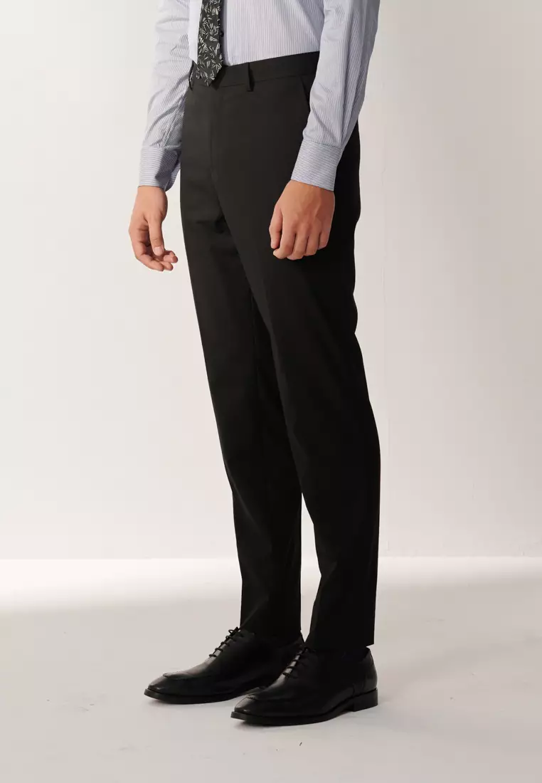 基本款黑色修身西裝褲