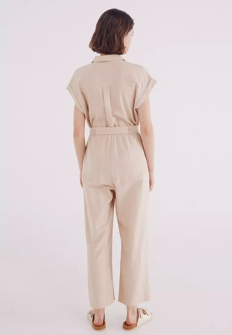 Long Cotton Linen Jumpsuit