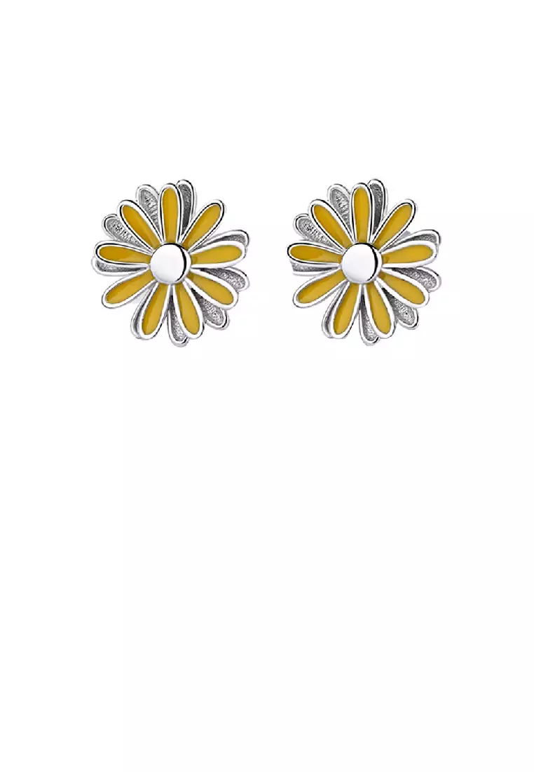 White gold cheap daisy earrings