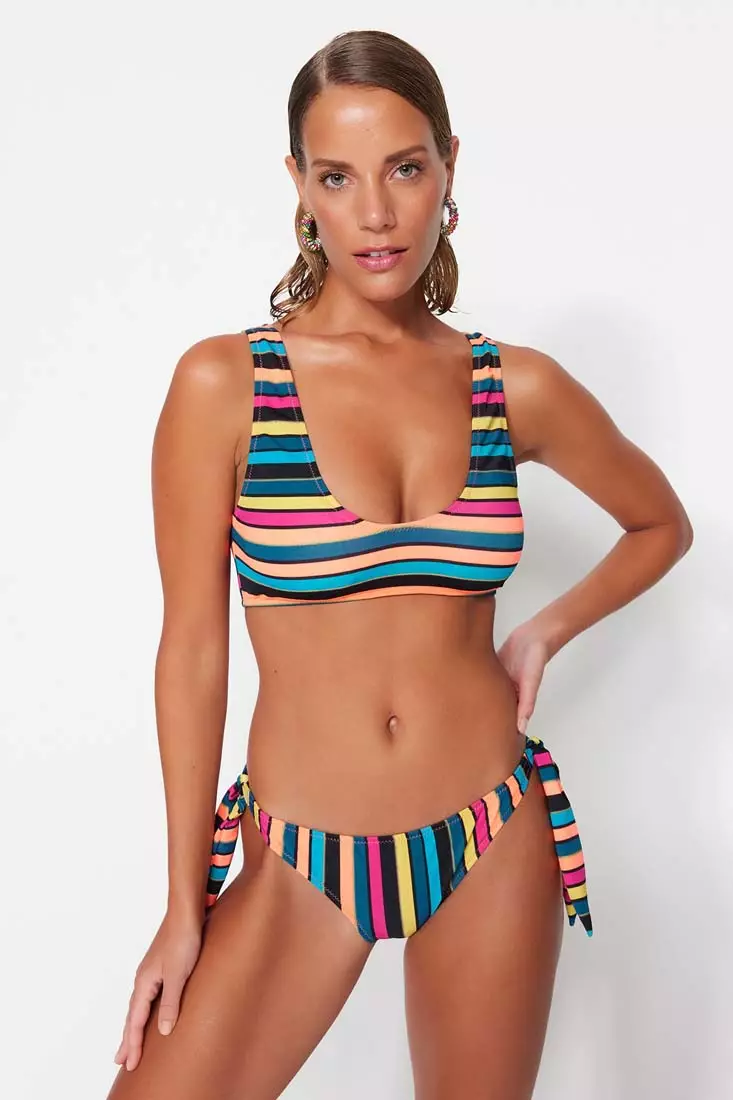 Trendyol Striped Bralette Tie Regular Leg Bikini Set 2024, Buy Trendyol  Online