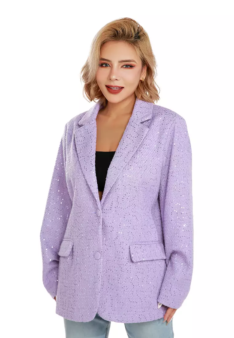 Buy London Rag Sequin Embellished Oversized Blazer in Lilac 2025