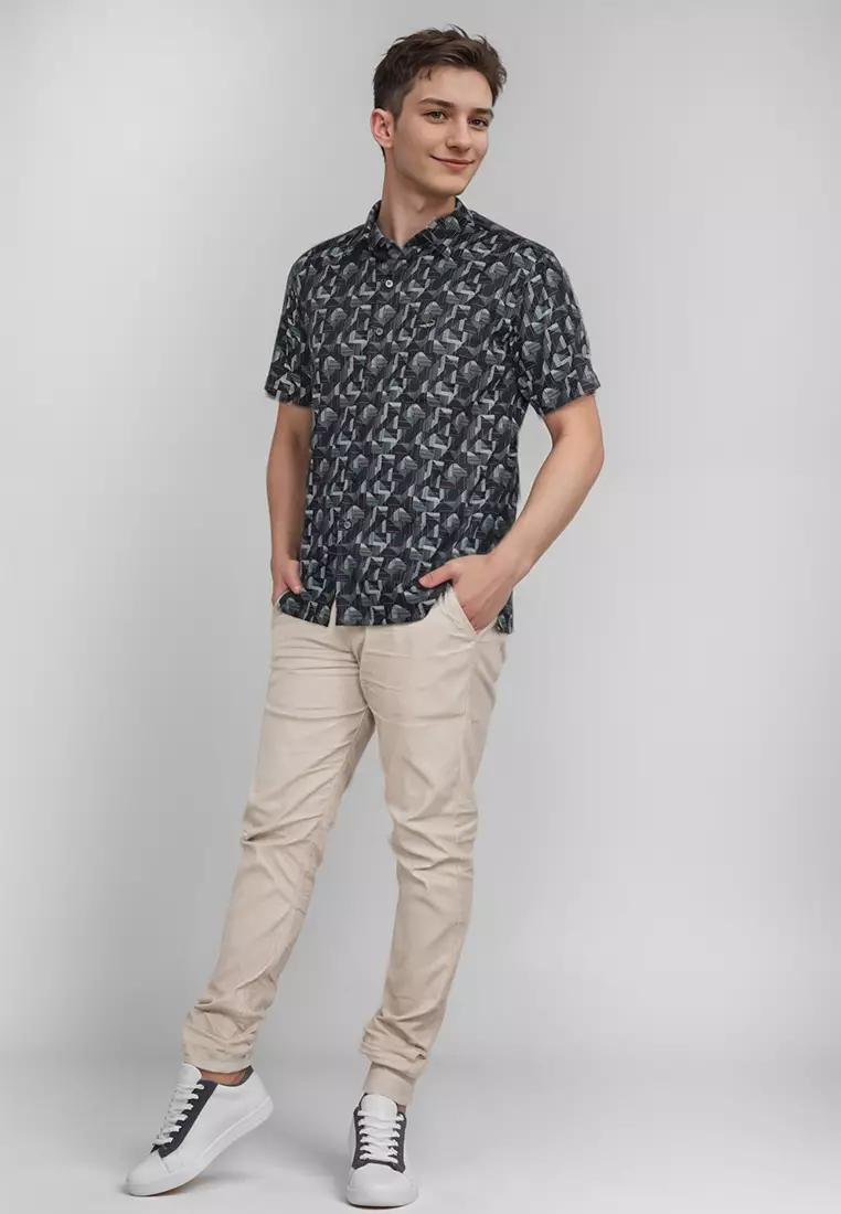 Crocodile PICO | Shirt Kemeja Pria Premium Branded | Relax Fit | Katun art 1676 Black