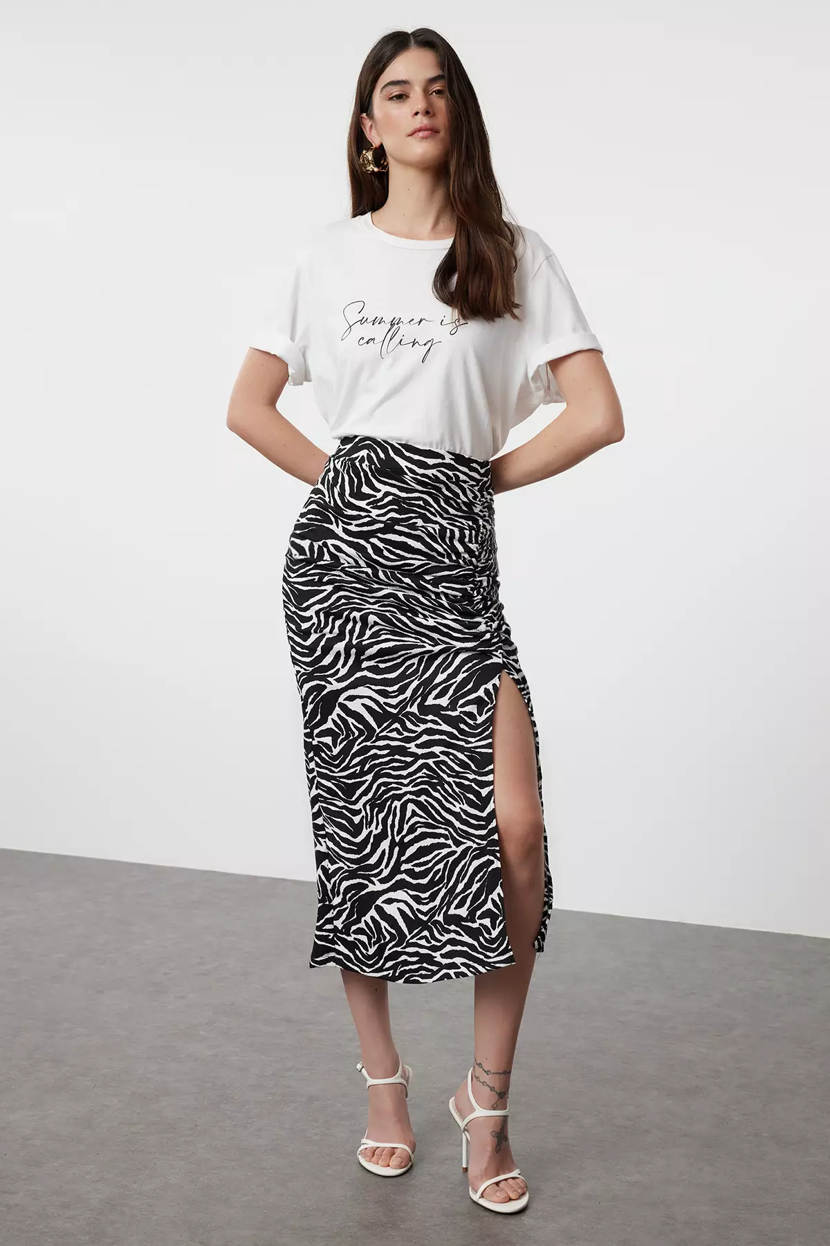 Printed Midi Skirt