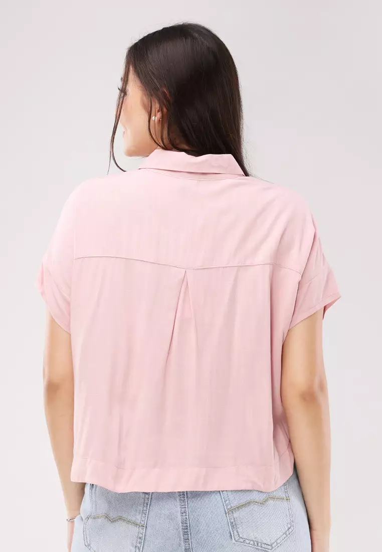 Soft Linen Woven Short Sleeves Blouse