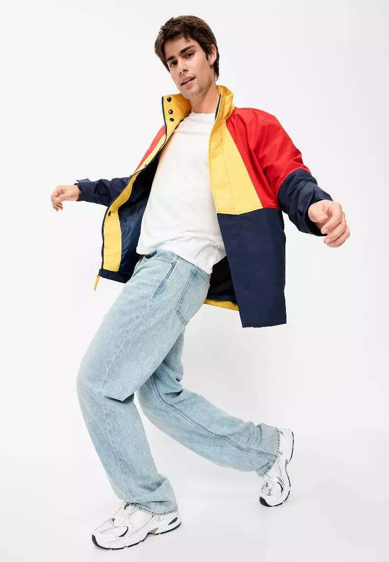 Water-Resistant Relaxed Color-Block Jacket