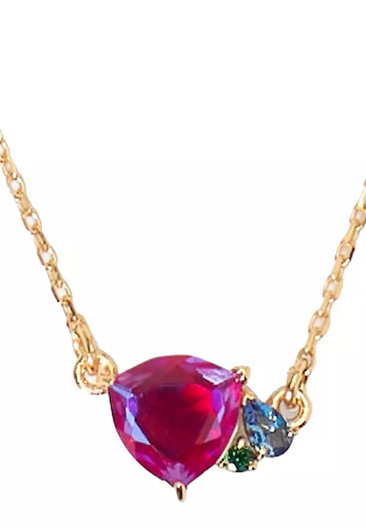 Shine Me Up Pendant Necklace - Red Multi KJ393