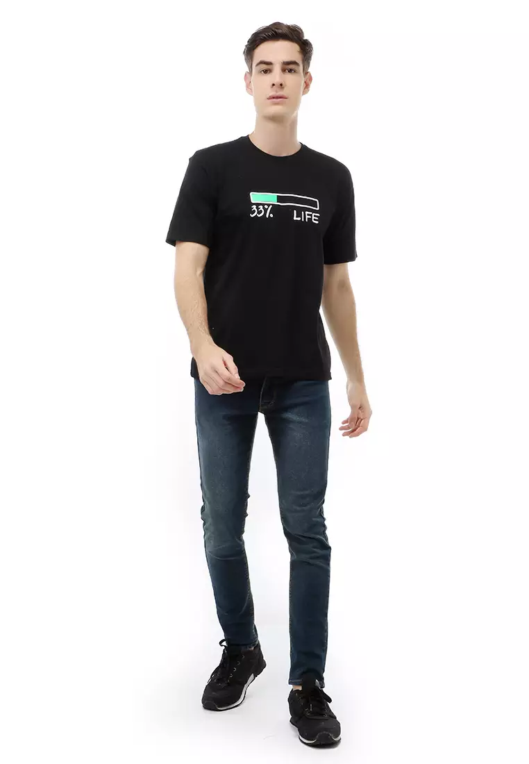 Jack T-Shirt Atasan Kasual Kaos Pria Life Lengan Pendek Material Cotton ORIGINAL - Black