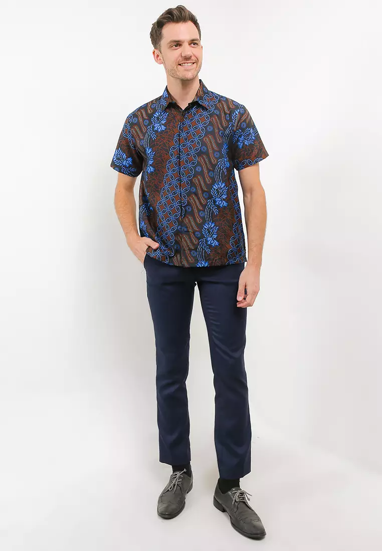 Seno Kemeja Batik Exclusive Premium Pria Casual Modern Lengan Pendek