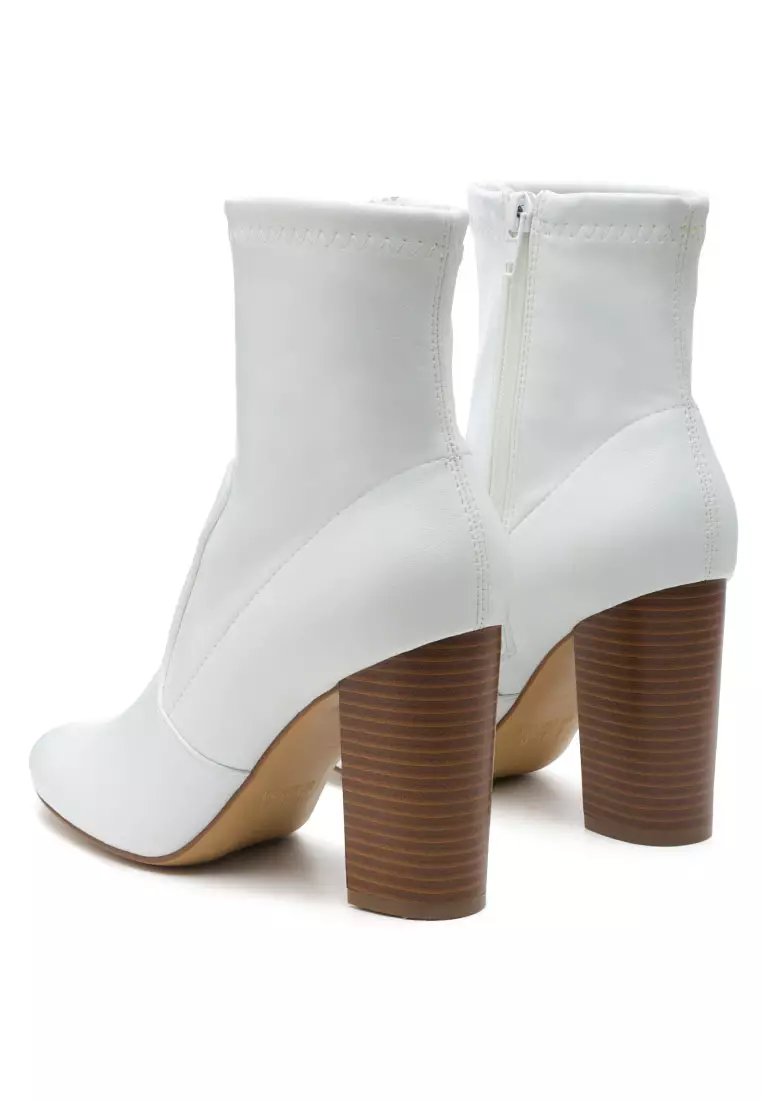 White leather hotsell heeled boots