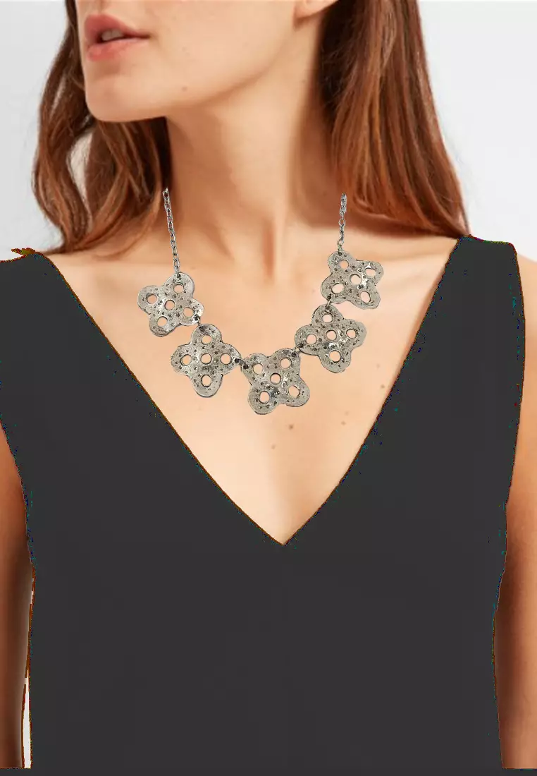 Flora Necklace Kalung Wanita Silver