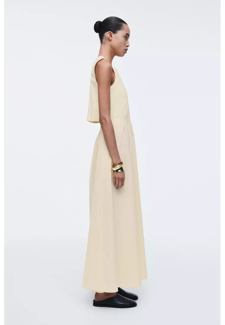 OPEN-BACK COTTON MAXI DRESS
