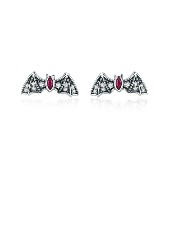 Glamorousky white 925 Sterling Silver Simple Personality Bat Stud Earrings with Cubic Zirconia D8AC9AC4CCF972GS_1