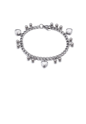 Glamorousky silver Fashion Romantic Heart Shaped 316L Stainless Steel Bracelet 69A6BACF14F32CGS_1