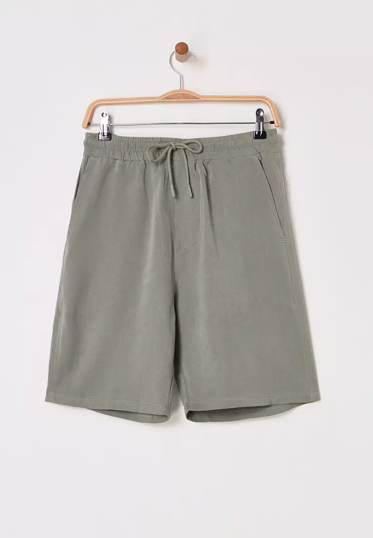 Men's Khaki 100% Modal Summer Shorts & Bermuda TMNSS25SR00009