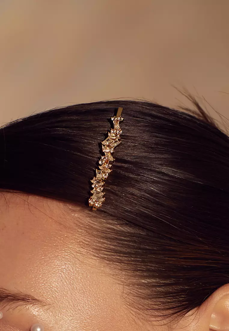 Buy Wanderlust Co Jagged Baguette Gold Hair Clip Online ZALORA