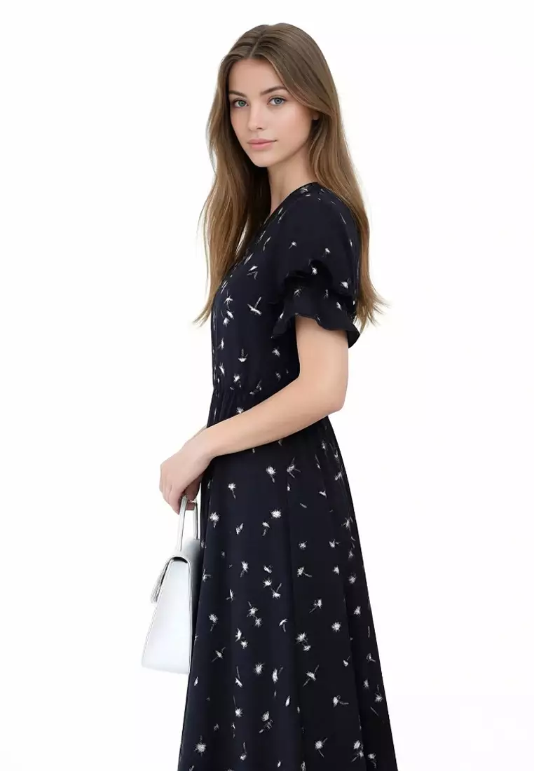 印花雪紡連身裙