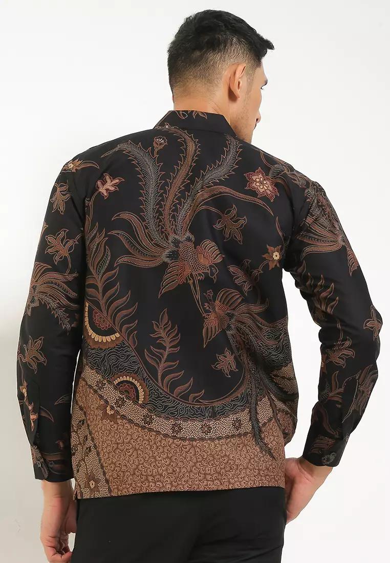 BATIK TALENTA EXCLUSIVE Lengan panjang motif BURUNG MAWAR BLACK 02