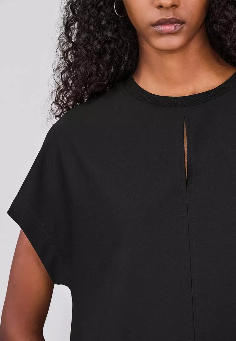 Short Sleeve Keyhole Crew Neck Top