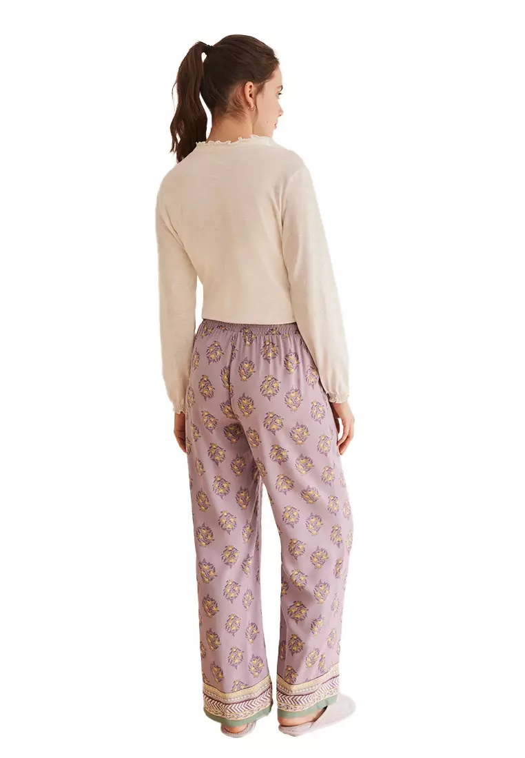 Long Floral Viscose Pajama Pants