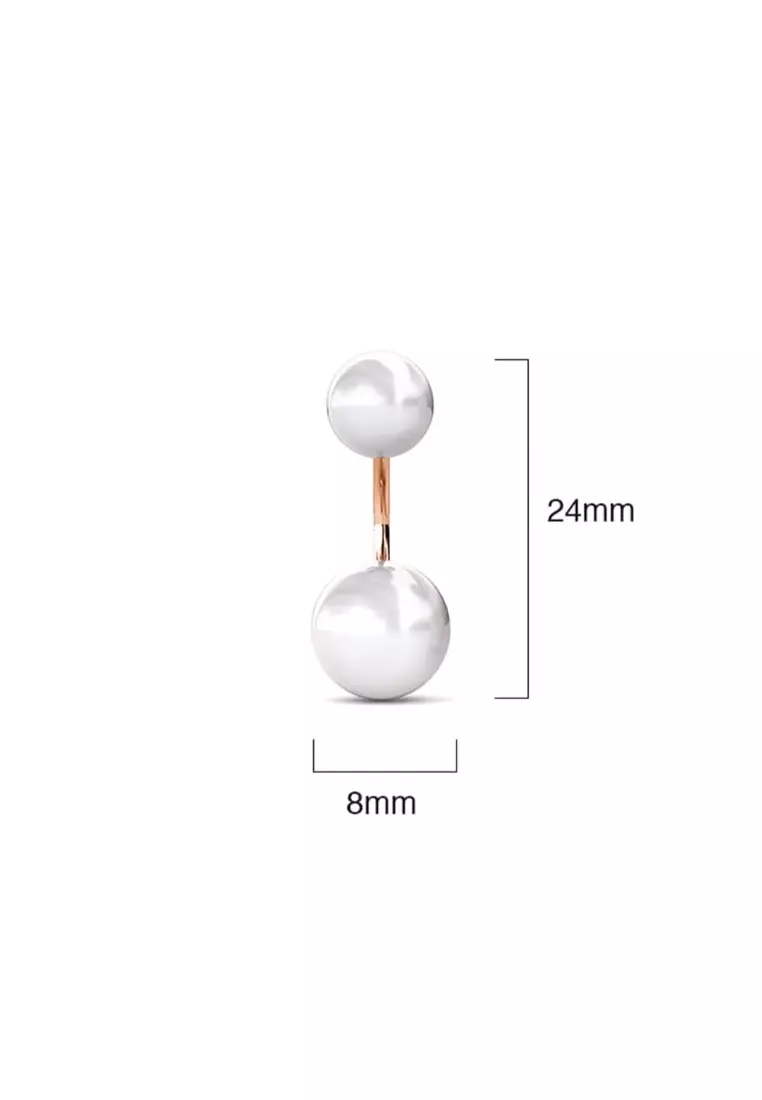 Rose Gold Duo Pearl Stud Earrings Embellished with SWAROVSKI® Crystal Pearl