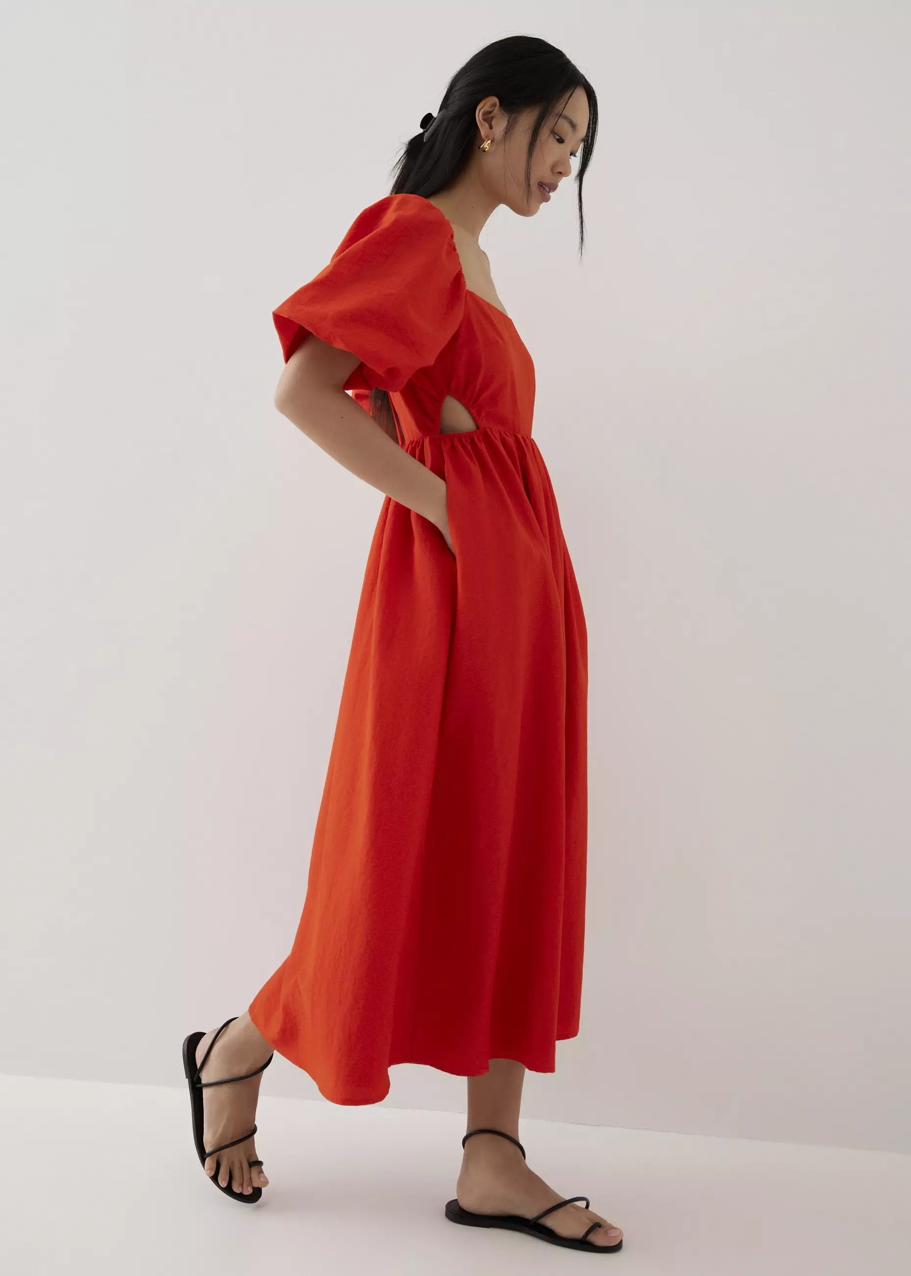 Dress Wanita - Alai Puff Sleeve Fit & Flare Midaxi Dress