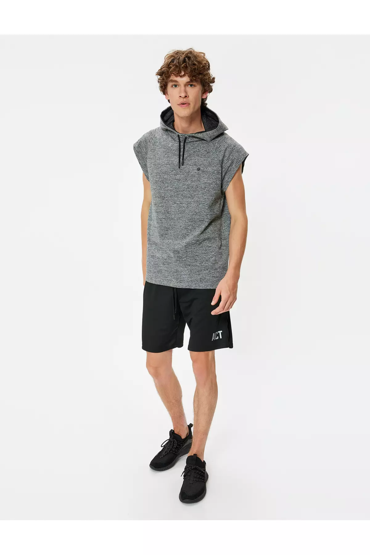 Slogan Printed Bermuda Sports Shorts With Pocket Detail And Lace-Up Waist