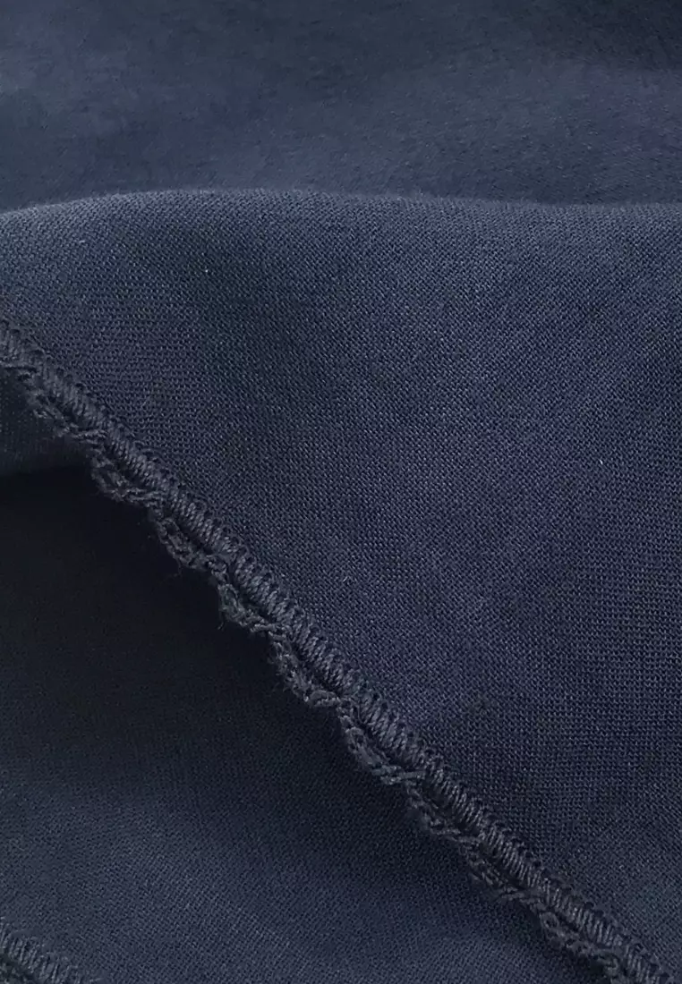 Embroidery Signature Shawl Navy