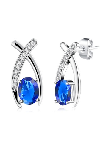 Kings Collection blue Cross Platinum Blue Crystal Earrings (KJEA18017) 4693DAC3EEA0A8GS_1