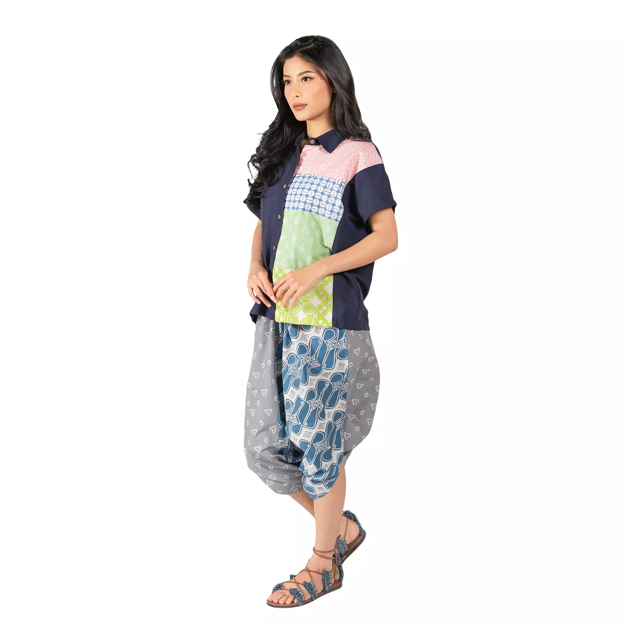 Blouse Batik Wanita - Bhatara Batik Modest - Atasan Batik Modern Lengan Pendek