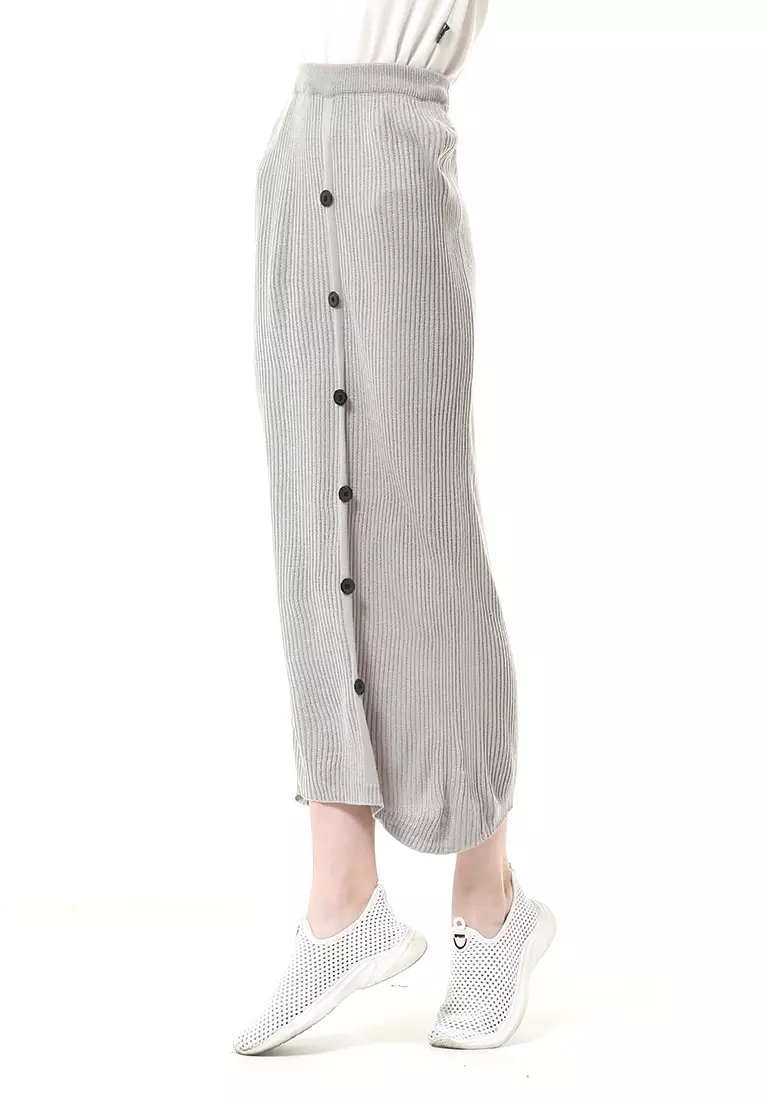 Deliana Rok Rajut Kancing Bawahan Wanita Premium Quality - Abu Muda