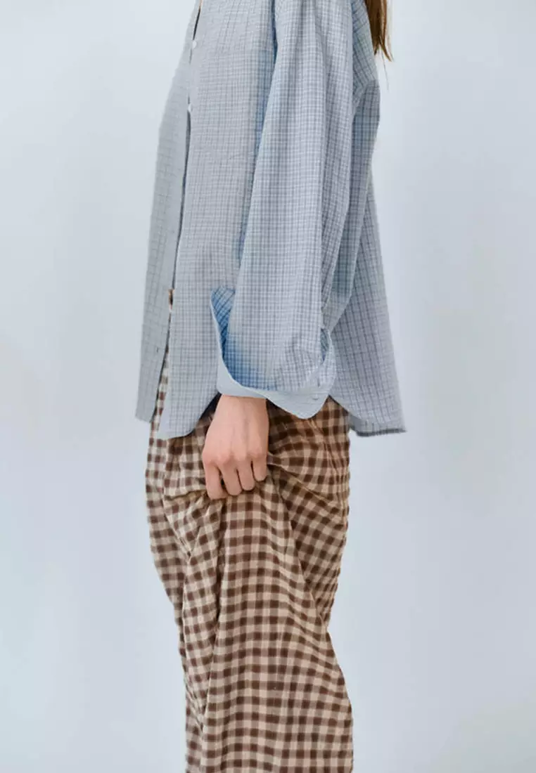 Straight-Leg Gingham Trousers