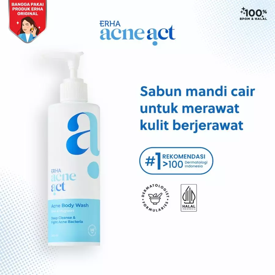 ERHA Acneact Body Wash BHA & Mugworth 240 ml - Sabun Badan Jerawat Punggung | BHA | Sulfur