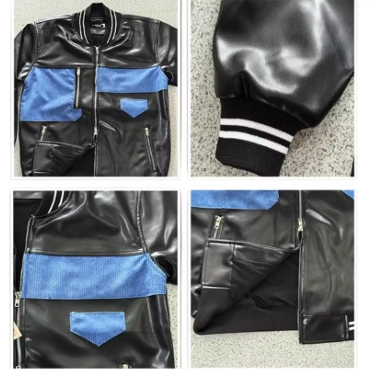 Jaket Kulit Sintetis Kombinasi