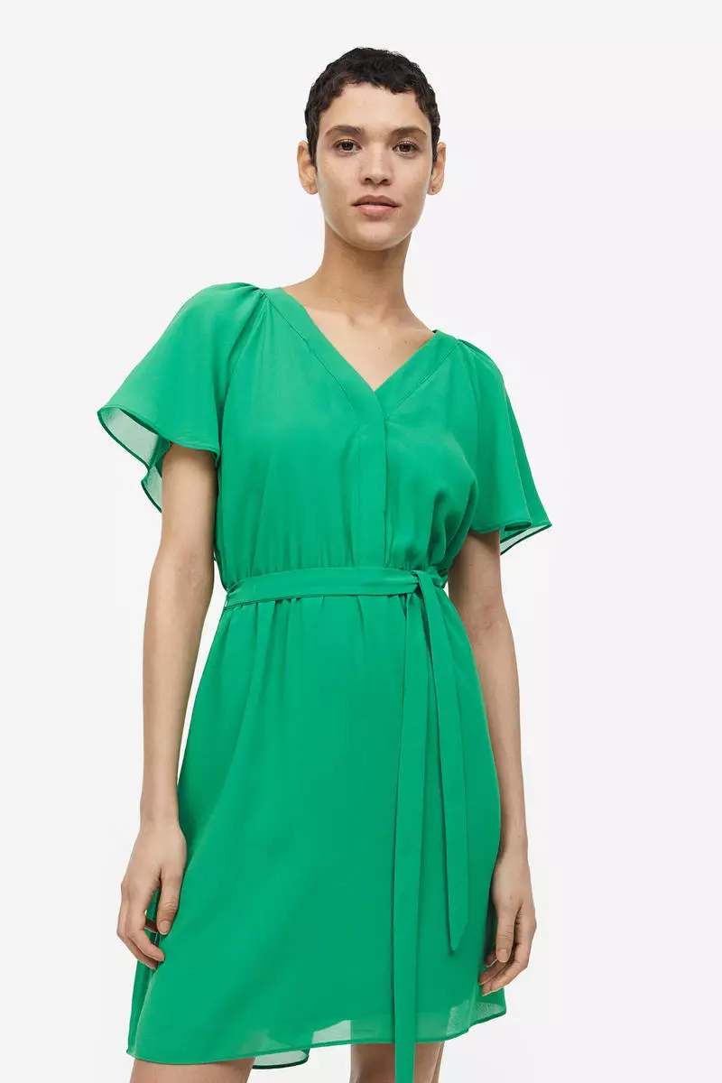 V neck chiffon dress h&m hot sale