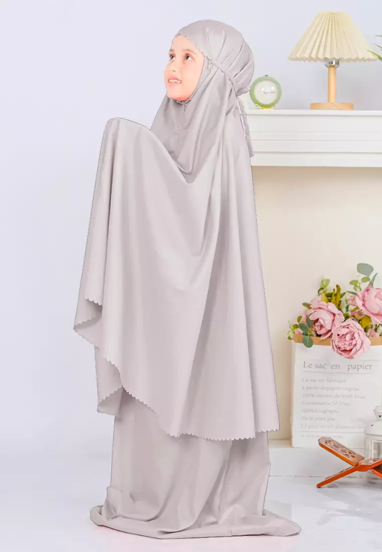 Zelena - Mukena Basic Sabira Lasercut 2in1 Prayer Set - Anak