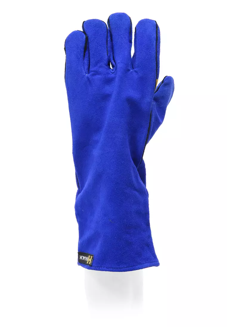 Decs Gloves Safety Full Finger Unisex 16 Inch Comfortable Material Cotton Leather ORIGINAL - Blue