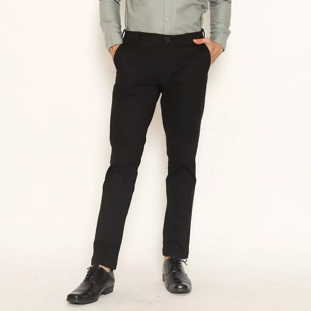 Schoeller Celana Chino Pria Slim Fit Panjang | Black | Ravello