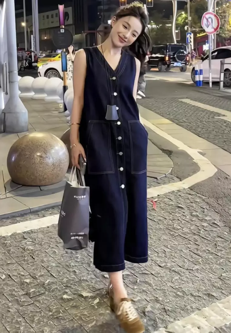 Sleeveless Denim Midi Dress CA26041004BL