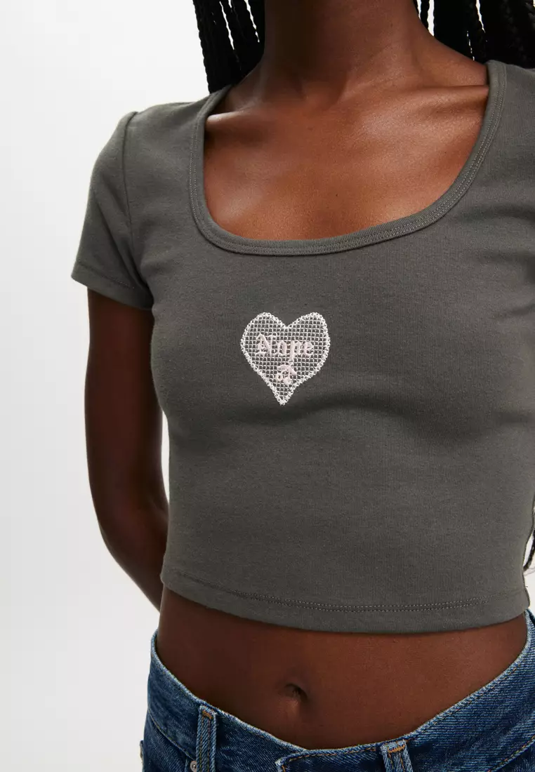 Scooped Crop Rib Tee