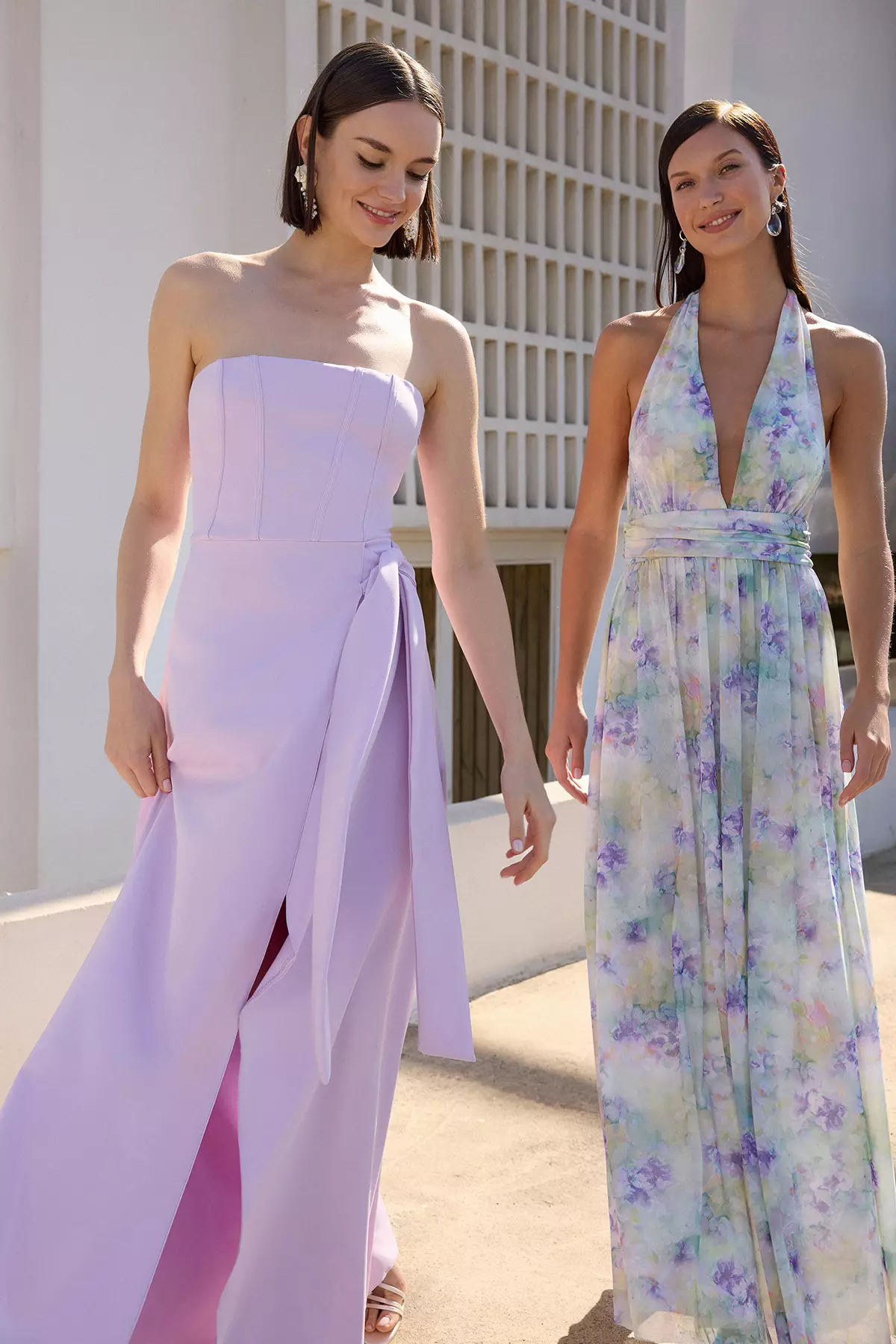 Lilac Strapless Back Detailed Woven Long Elegant Evening Night Graduation Dress TPRSS25AE00082