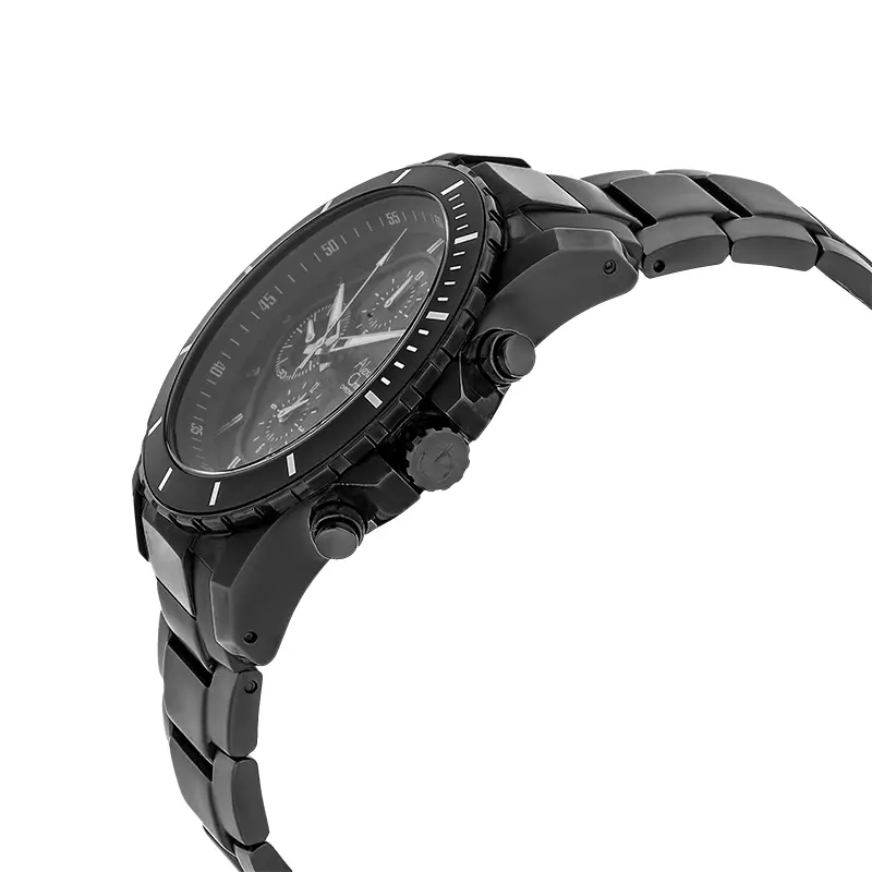 Jam Tangan Pria Alexandre Christie Chronograph AC 6141 MC BIPBA Men Black Dial Black Stainless Steel Strap