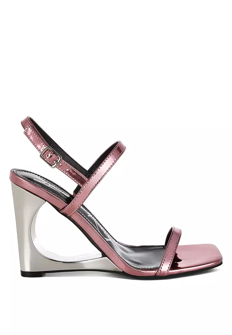 Discount on London Rag  shoes - SKU: Metallic Fantasy Wedge Heel Sandals in Pink