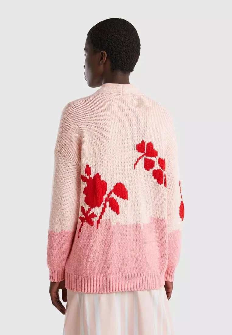 Buy United Colors of Benetton PINK CARDIGAN WITH FLORAL INLAY 2023 Online |  ZALORA Singapore