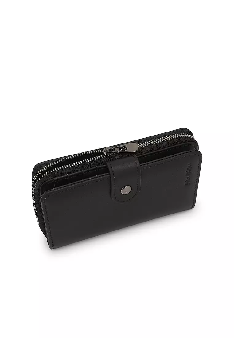 Unisex Genuine Leather RFID Blocking Wallet - Black