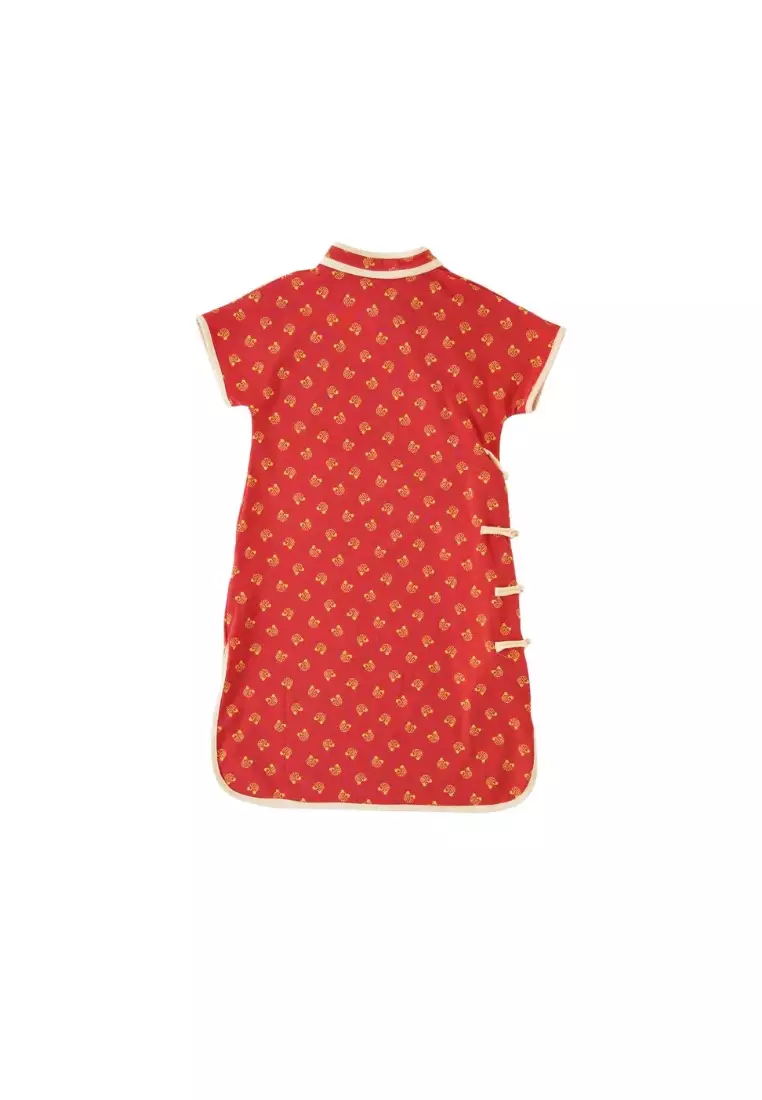 Blessing and Joy Family Set with Lucky Fu Characters Baby Kids Girl Cheongsam Dress 0830