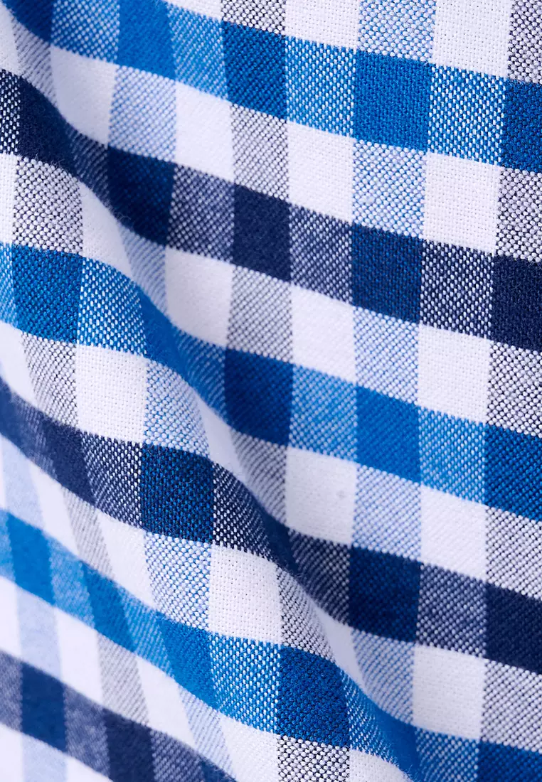 MANZONE - Kemeja Oxford Lengan Panjang Pria Snap 01 Modern Fit - Navy Warna Navy