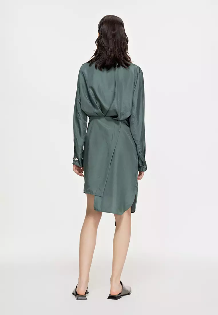 Plain Weave X-Line Loose Everyday Casual Long Sleeve Dress