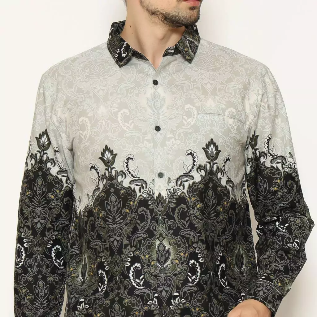 AMK Kemeja Batik Pria Lengan Panjang SHB Aru L/S Grey