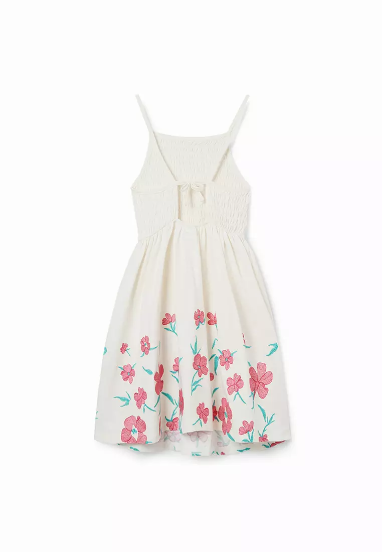 Desigual Girl Strappy floral embroidery dress.